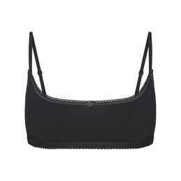 Lightweight Cotton Logo Picot Scoop Bralette