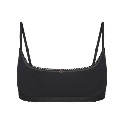 Lightweight Cotton Logo Picot Scoop Bralette