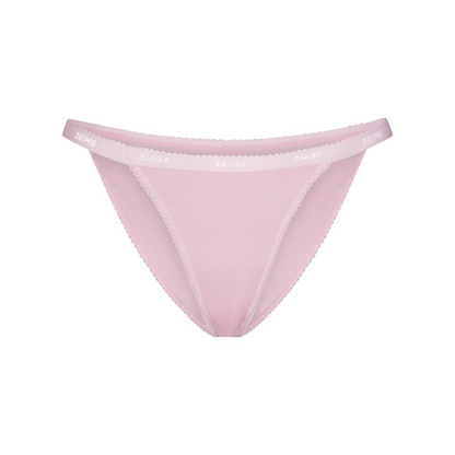 Lightweight Cotton Logo Picot String Bikini