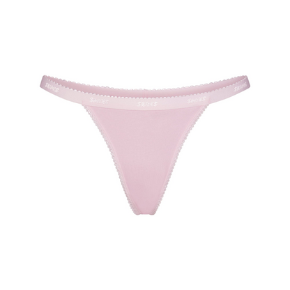 Lightweight Cotton Logo Picot Thong