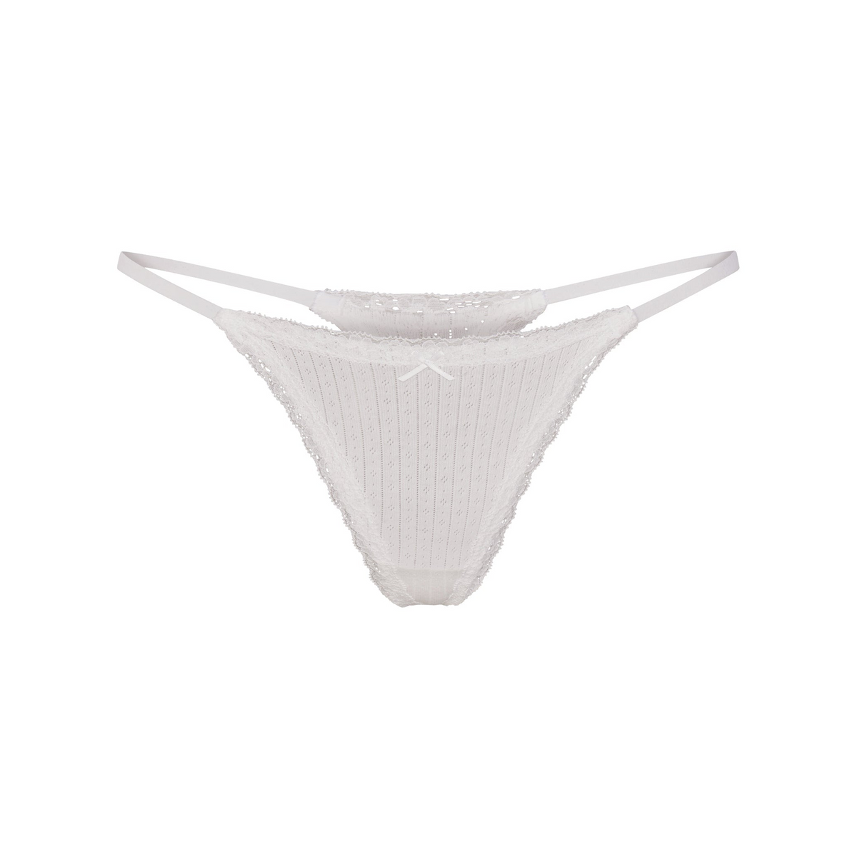 Lightweight Cotton Pointelle Lace String Thong