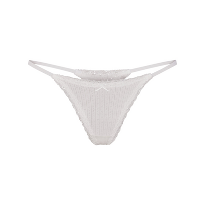 Lightweight Cotton Pointelle Lace String Thong