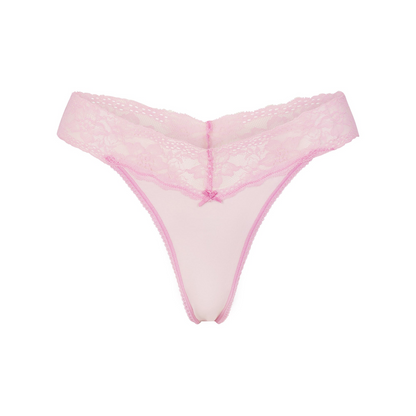 Lightweight Cotton Wide Lace Thong