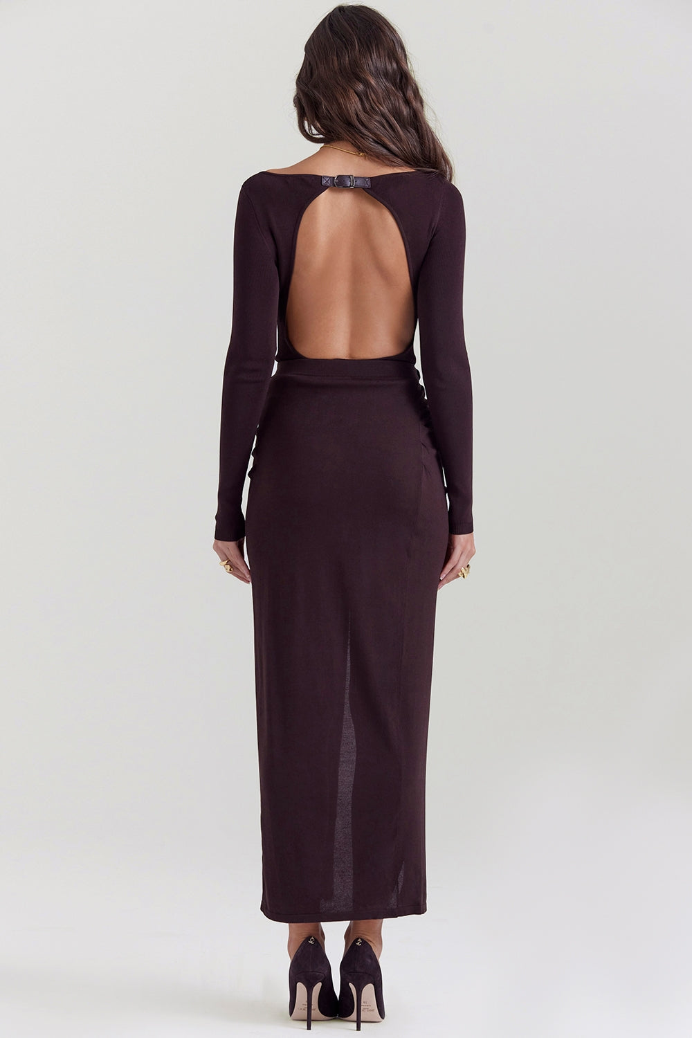 Espresso knit midi skirt
