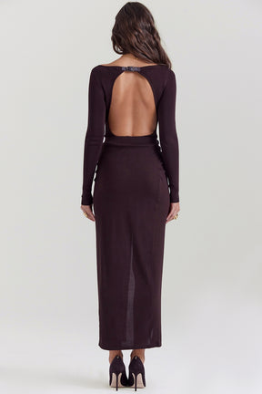 Espresso knit midi skirt