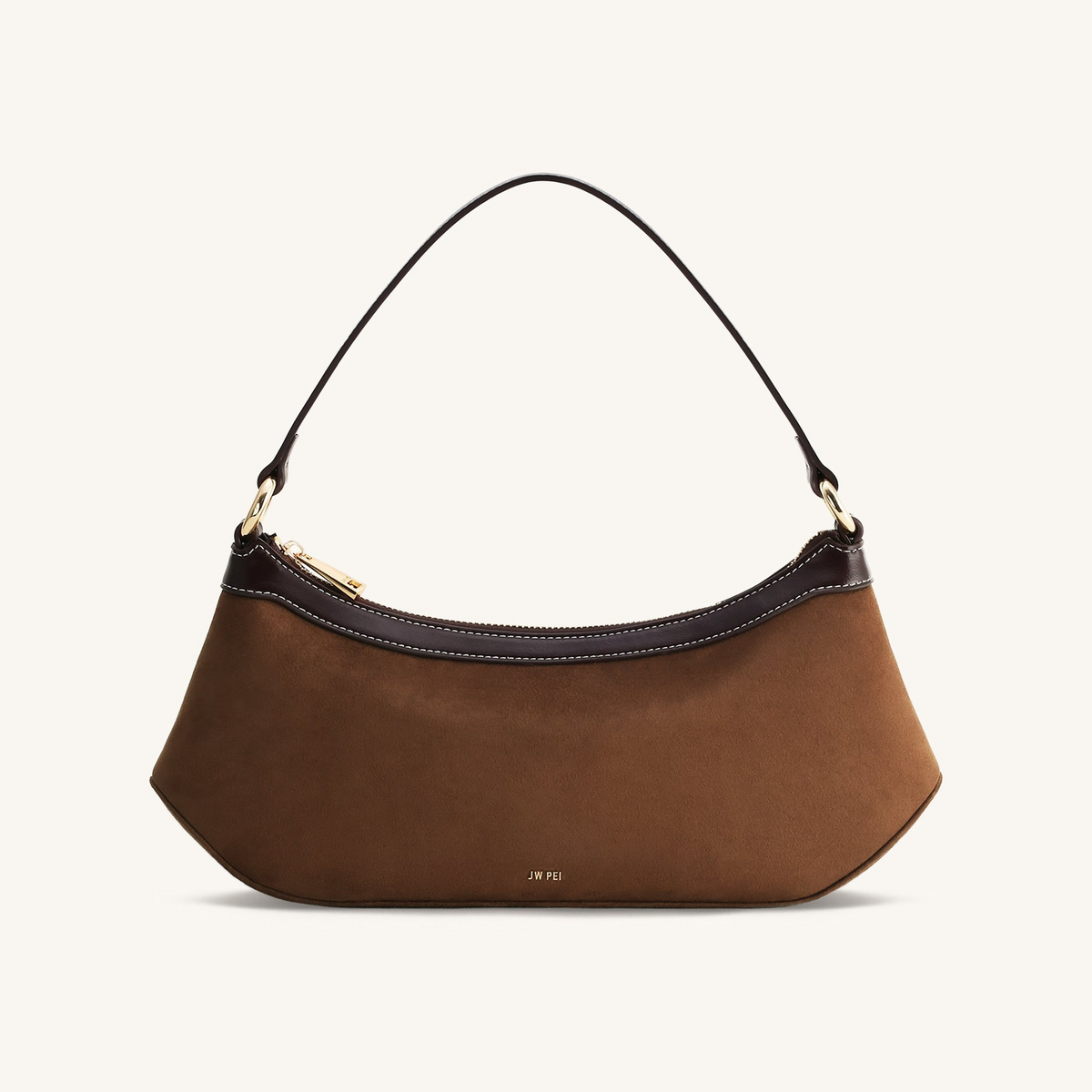Lily Faux Suede Shoulder Bag - Dark Brown