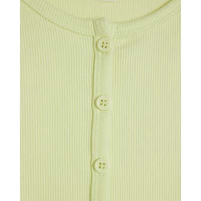 Lime Short Sleeve Ribbed Button Through Top
