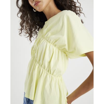 Lime Short Sleeve Ruched Front T-shirt