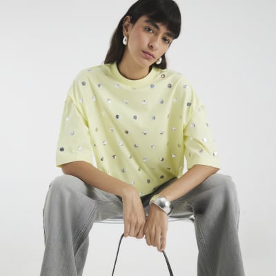 Lime Short Sleeve Studded T-shirt