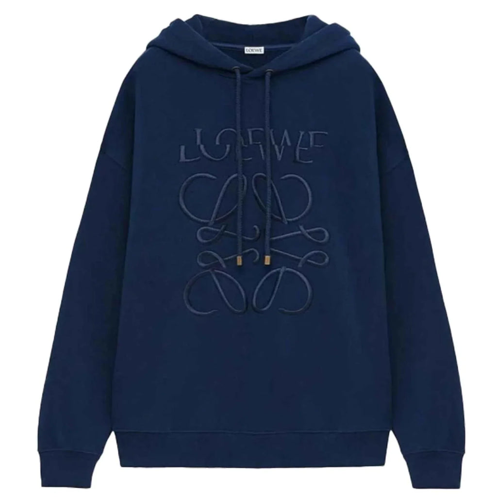 Loewe Split Logo Relaxed Fit Hoodie in Navy Blue