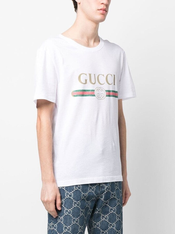 Gucci Classic Interlock Printed Logo T-Shirt in White