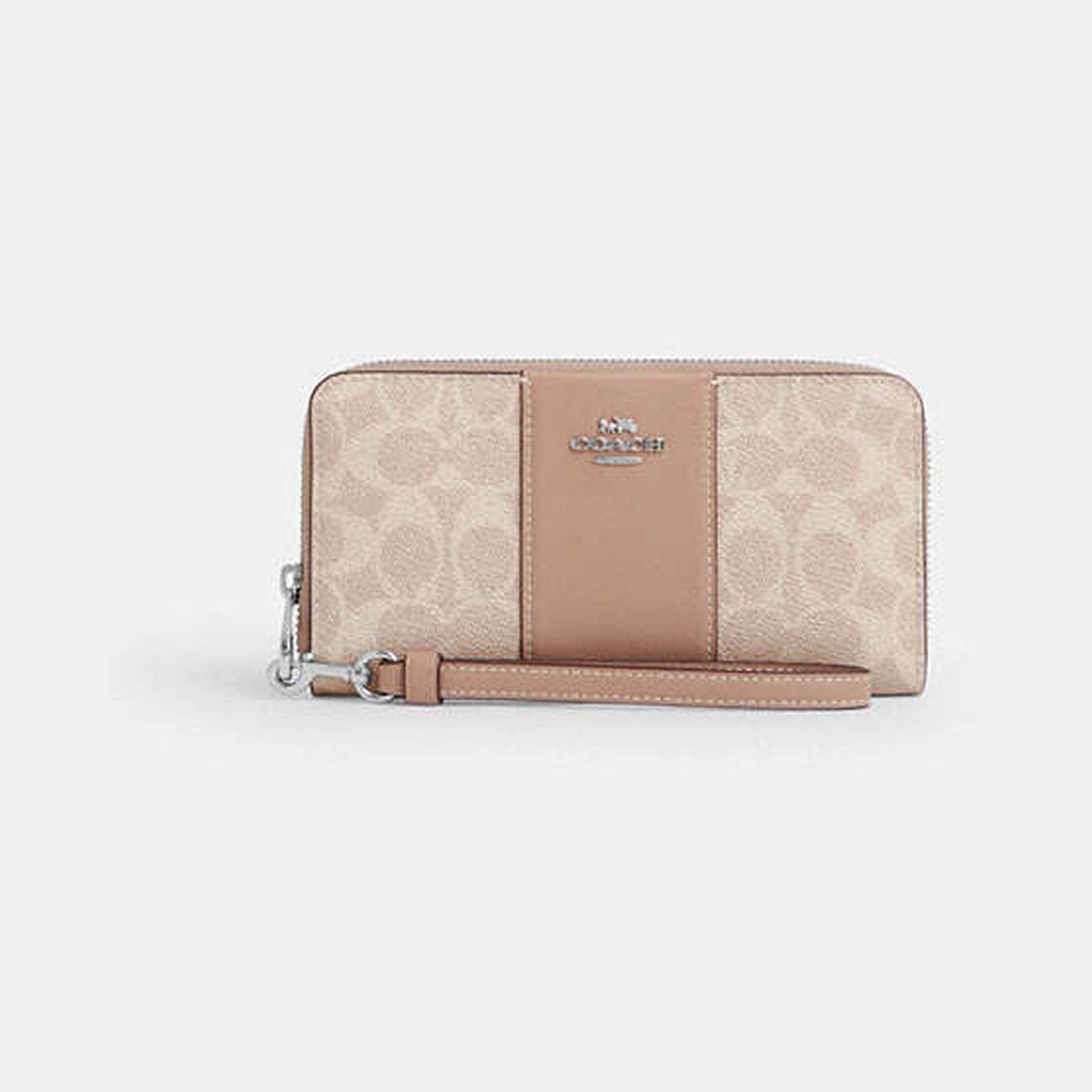 Long Zip Around Wallet In Signature Canvas With Stripe