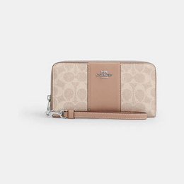 Long Zip Around Wallet In Signature Canvas With Stripe