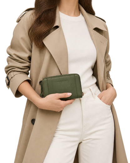 Longchamp 3D Wallet Khaki - Leather