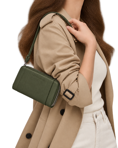 Longchamp 3D Wallet Khaki - Leather