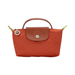 Longchamp Le Pliage Orange Pouch With Handle Chestnut