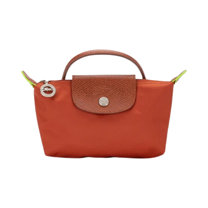 Longchamp Le Pliage Orange Pouch With Handle Chestnut