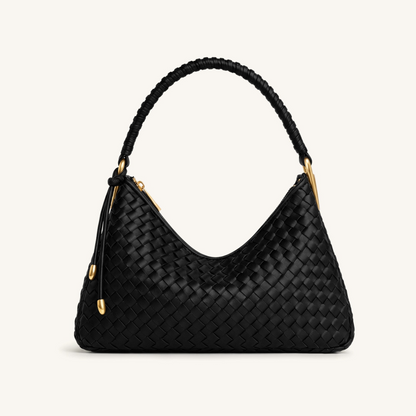 Lorena Woven Shoulder Bag - Black