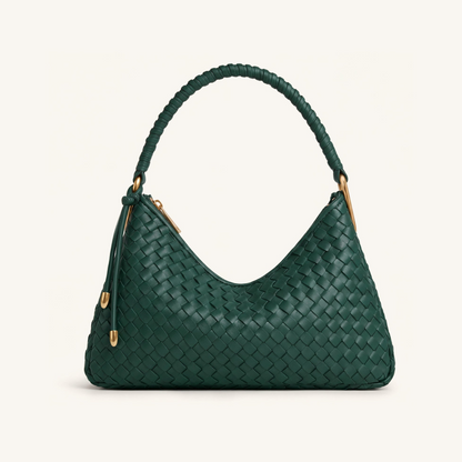 Lorena Woven Shoulder Bag - Emerald Green