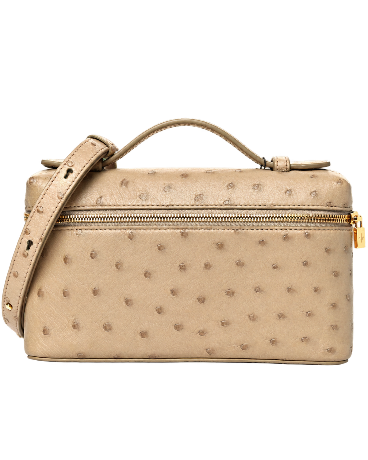 Loro Piana Ostrich L19 Extra Pocket Pouch Beige