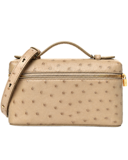 Loro Piana Ostrich L19 Extra Pocket Pouch Beige