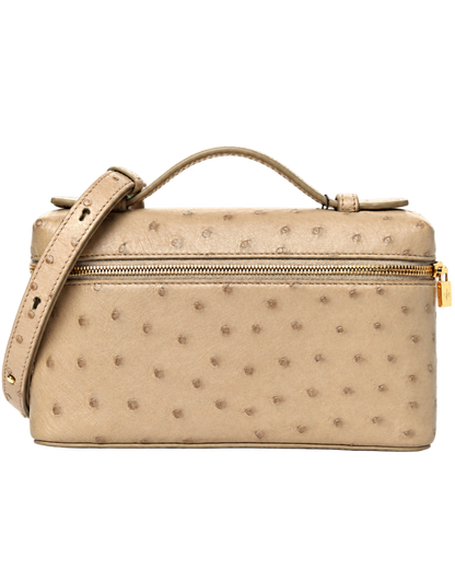 Loro Piana Ostrich L19 Extra Pocket Pouch Beige