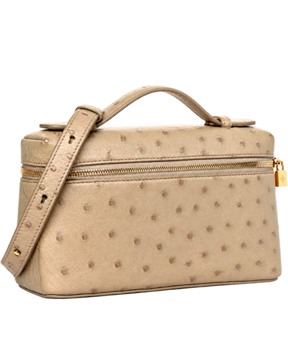 Loro Piana Ostrich L19 Extra Pocket Pouch Beige