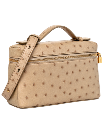 Loro Piana Ostrich L19 Extra Pocket Pouch Beige