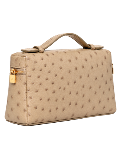 Loro Piana Ostrich L19 Extra Pocket Pouch Beige
