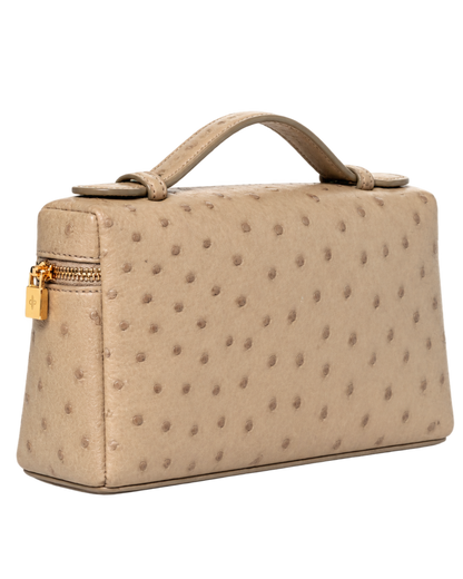 Loro Piana Ostrich L19 Extra Pocket Pouch Beige