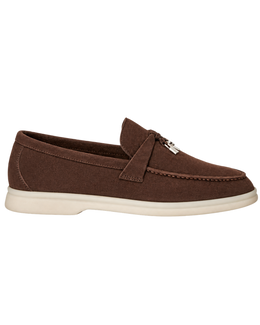 Loro Piana Summer Charms Walk Suede Chocolate Loafers