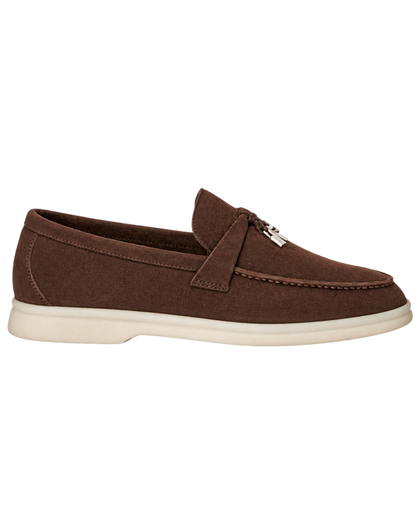 Loro Piana Summer Charms Walk Suede Chocolate Loafers