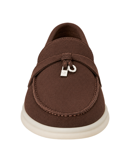Loro Piana Summer Charms Walk Suede Chocolate Loafers