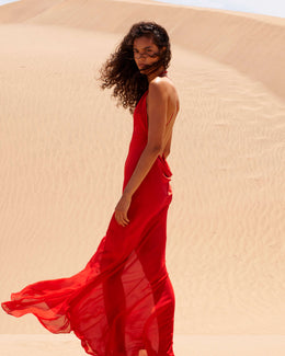 Lotus Slip Dress Red