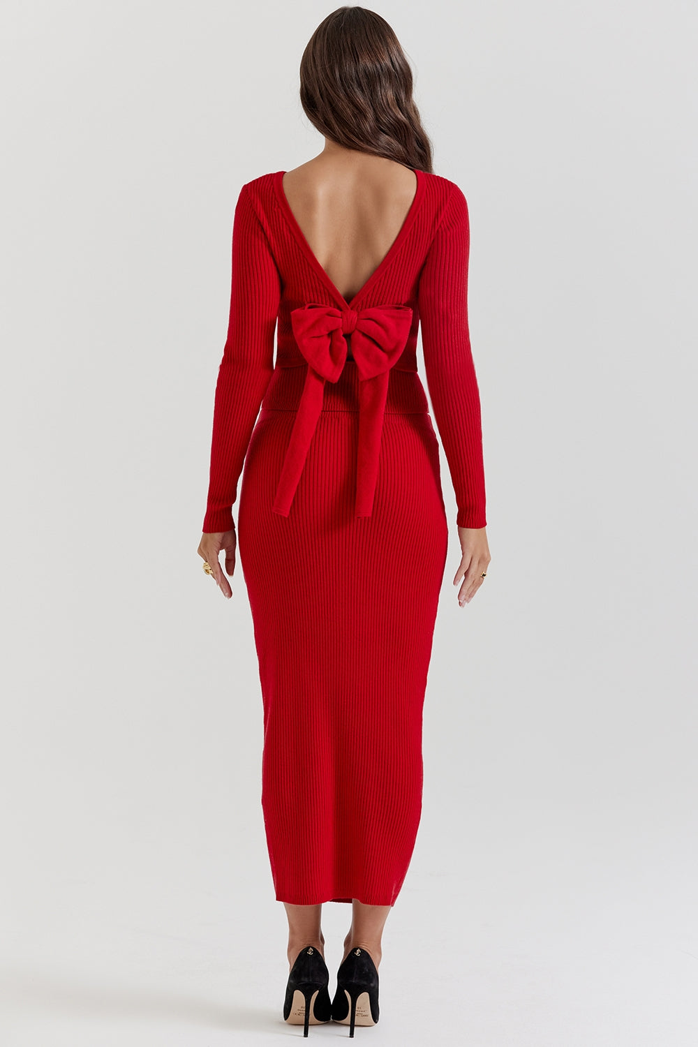 Scarlet cashmere blend maxi skirt