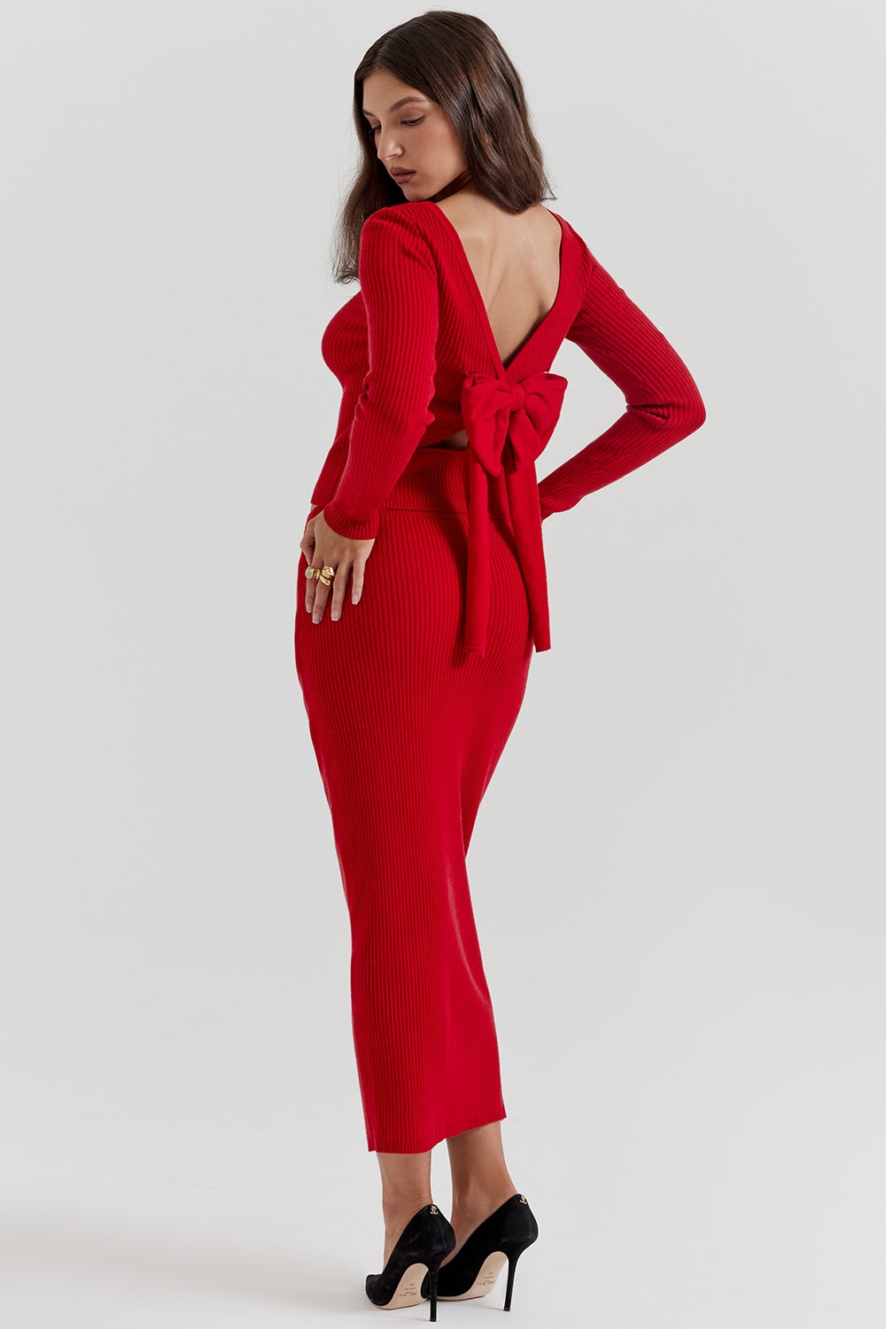 Scarlet cashmere blend maxi skirt