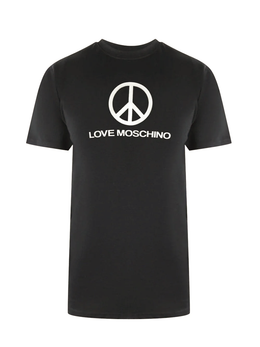 Love Moschino Peace Logo Black T-Shirt