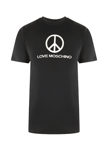 Love Moschino Peace Logo Black T-Shirt