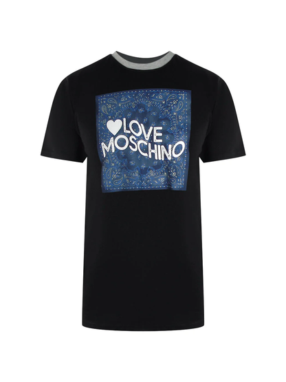 Love Moschino Paisley Print Logo Black T-Shirt