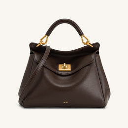 Lucia Classic Top Handbag - Dark Brown