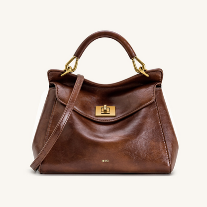 Lucia Classic Top Handle Bag - Coffee Brown