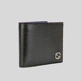 GUCCI Men's Leather Bifold Wallet With Interlock GG Logo