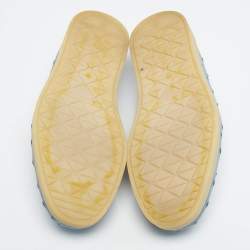 Prada Blue Ostrich Leather Slip On Loafers