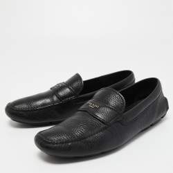 Prada Black Leather Slip On Loafers