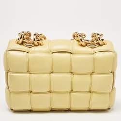 Bottega Veneta Yellow Intrecciato Leather Padded Cassette Chain Bag