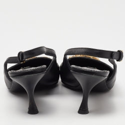 Dolce & Gabbana Black Leather DG Amore Slingback Pumps