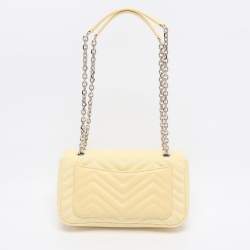 Gucci Yellow Denim Medium GG Marmont Shoulder Bag