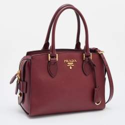 Prada Red Saffiano Lux/Soft Leather Top Zip Tote