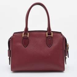 Prada Red Saffiano Lux/Soft Leather Top Zip Tote