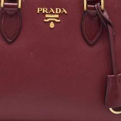 Prada Red Saffiano Lux/Soft Leather Top Zip Tote